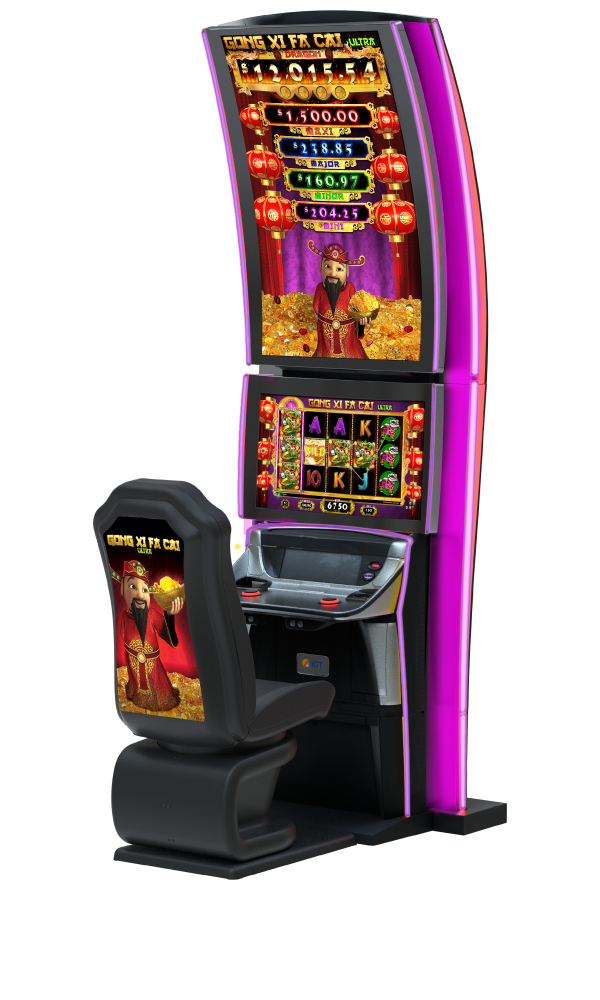IGT's CrystalCurve ULTRA gaming cabinet featuring Gong Xi Fa Cai 