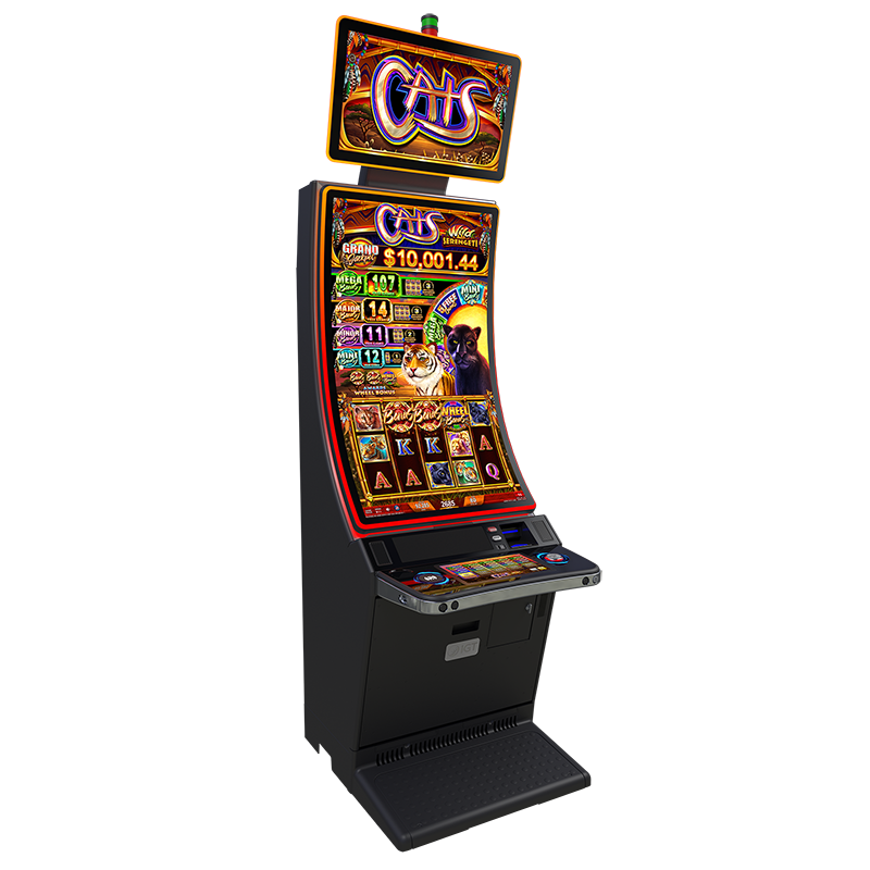 IGT's PeakSlant49 slot cabinet featuring Cats Wild Serengeti video slot game