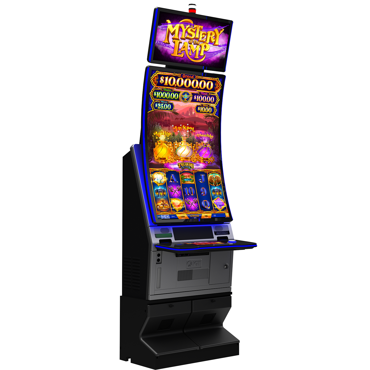 IGT PeakCurve49 video slot cabinet featuring Mystery of the Lamp