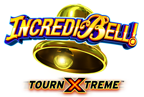 The gold and blue bell shaped logo for IGT's IncrediBell! Tournament Tournxtreme video slot tournament. 