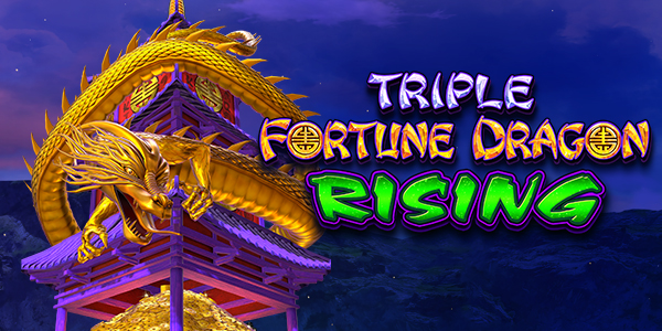 Triple Fortune Dragon Rising Class II Slot game logo with a gold dragon character 
