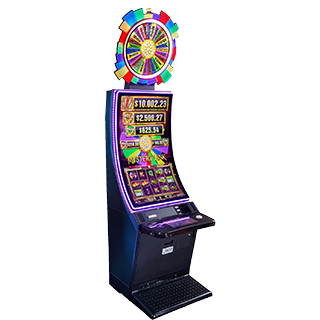 IGT's PeakSlant49 Wheel slot cabinet featuring Wheel of Fortune Slots titles