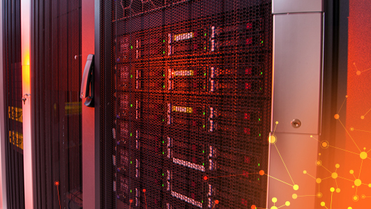 A data center to showcase the IGT advantage monitor casino IT security system. 