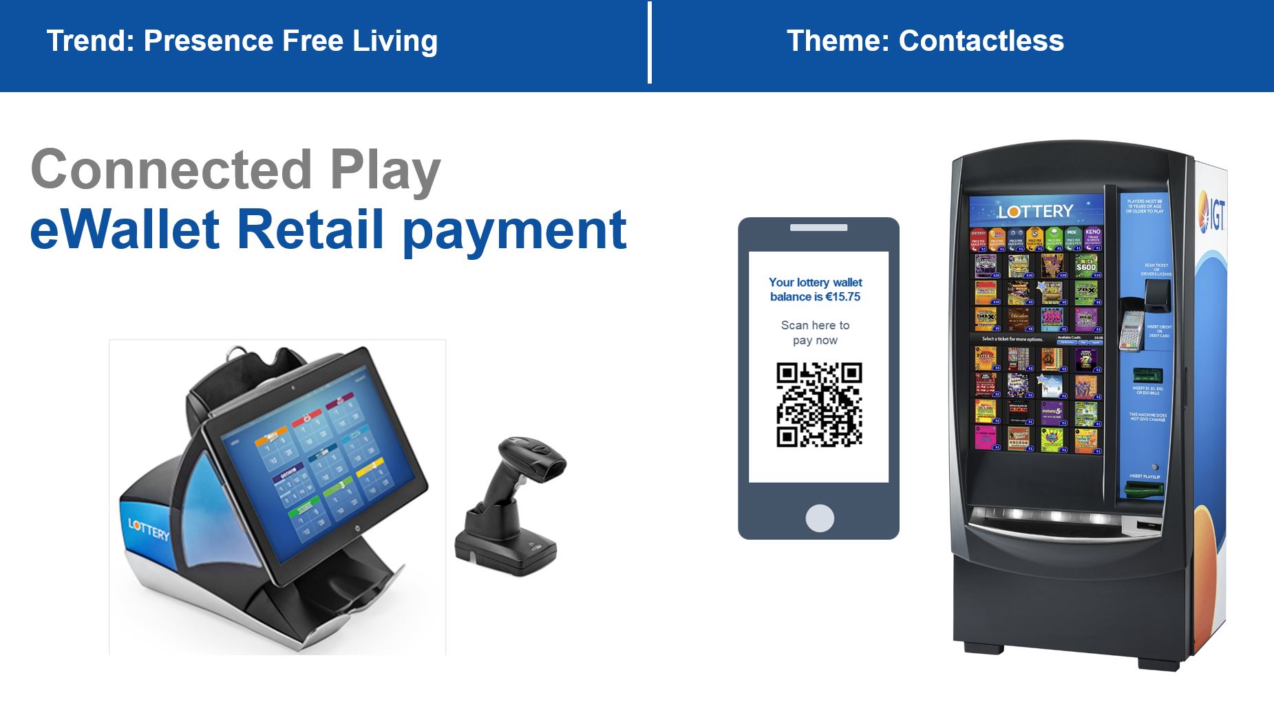 a retail terminal, mobile phone, and lottery ticket vending machine